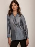 Mint Velvet Asymmetric Button Shirt, Grey