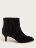 Monsoon Mila Velvet Kitten Heel Boots, Black