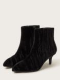 Monsoon Mila Velvet Kitten Heel Boots, Black