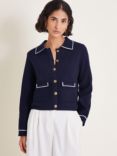 Monsoon Nicki Knitted Jacket, Navy