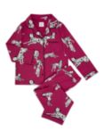 Chelsea Peers Kids' Dalmatian Print Pyjamas, Burgundy