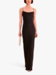 OMNES Ginny Satin Cowl Neck Slip Maxi Dress, Black