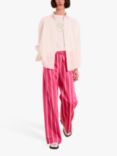 OMNES Ramela Stripe Straight Leg Trousers, Magenta