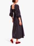 OMNES Amaryllis Shirred Stripe Denim Midi Dress, Blue