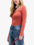 OMNES Fearne Square Neck Top, Brick Orange