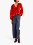 OMNES Selina Ruffle Blouse, Red