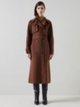 L.K.Bennett Lawrence Wool Blend Trench Coat, Chocolate