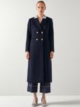 L.K.Bennett Mariner Double-Breasted Wool Coat, Navy/Multi