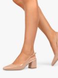 Paradox London Isabel Slingback Block Heeled Courts, Nude