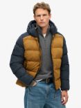 Superdry Hood Colour Block Sport Puffer Coat, Navy Colourblock