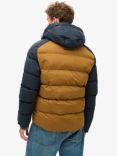 Superdry Hood Colour Block Sport Puffer Coat, Navy Colourblock