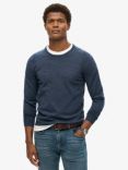 Superdry Merino Wool Blend Crew Jumper, Richest Navy