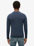 Superdry Merino Wool Blend Crew Jumper, Richest Navy