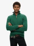 Superdry Cotton Knit Henley Jumper, Forest Green