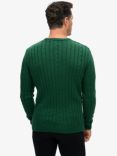 Superdry Cotton Classic Cable Knit Crew Jumper, Forest Green