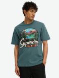 Superdry Travel Postcard Graphic T-Shirt, Stargazer Blue