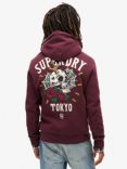 Superdry Tattoo Back Graphic Hoodie, Fig Purple