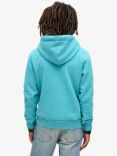 Superdry Travel Postcard Graphic Logo Hoodie, Maui Blue