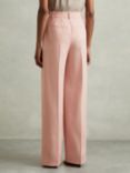 Reiss Billie Wide Leg Pleated Trousers, Pink