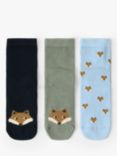 Lindex Kids' Fox Print Socks, Pack of 3, Light Dusty Blue