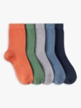 Lindex Kids' Plain Socks, Pack of 5, Orange/Green/Grey/Blue/Navy