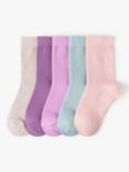 Lindex Kids' Plain Socks, Pack of 5, Light Dusty Pink