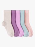 Lindex Kids' Plain Socks, Pack of 5, Light Dusty Pink