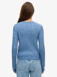 Superdry Fitted Cable Knit Crew Jumper, Wedgewood Blue