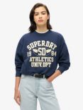 Superdry College Script Loose Sweatshirt, Deep Indigo Navy