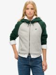 Superdry Essential Baseball Zip Hoodie, Enamel Green/Grey