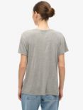 Superdry Studios Slub Embroidered V-Neckline T-Shirt, Silver