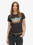 Superdry 70s Rock Band Cap Sleeve T-Shirt, Blackboard