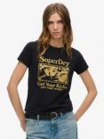 Superdry Archive Super Fitted T-Shirt, Black/Gold