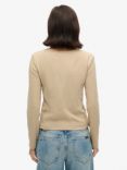 Superdry Fine Rib Scoop Neck Long Sleeve Top, Crockery Brown Marl