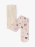 Lindex Kids' Heart Print Tights, Beige/Multi