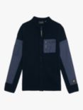 Lyle & Scott Kids' Tonal Trim Zipped Cardigan, Dark Navy