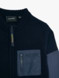 Lyle & Scott Kids' Tonal Trim Zipped Cardigan, Dark Navy