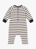 Petit Bateau Baby Brushed Cotton Fleece Striped Bodysuit, Avalanche/Smoking