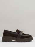 Reiss Adina Suede and Leather Cleated Loafers, Chocolate