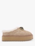 Kurt Geiger London Chelsea Suede Flatfom Slippers, Beige