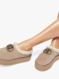 Kurt Geiger London Chelsea Suede Flatfom Slippers, Beige