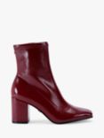 Carvela Strut Patent Block Heel Ankle Boots, Black, Red