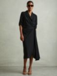 Reiss Whitney Wrap Shirt Dress, Black