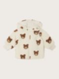 Monsoon Baby Borg Bear Hoodie, Ivory/Multi