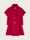 Monsoon Kids' Detachable Cape Collared Coat, Red