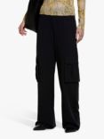 SISLEY Wide Leg Cargo Trousers, Black