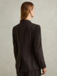 Reiss Evelyn Double Breasted Wool Blend Blazer, Chocolate