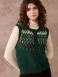 Brora Alpaca Blend Fair Isle Button Waistcoat, Mallard