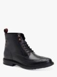 Base London Dealer Leather Brogue Boots, Black