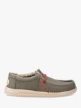 Hey Dude Wally Waxed Canvas Slip On Shoes, Olive